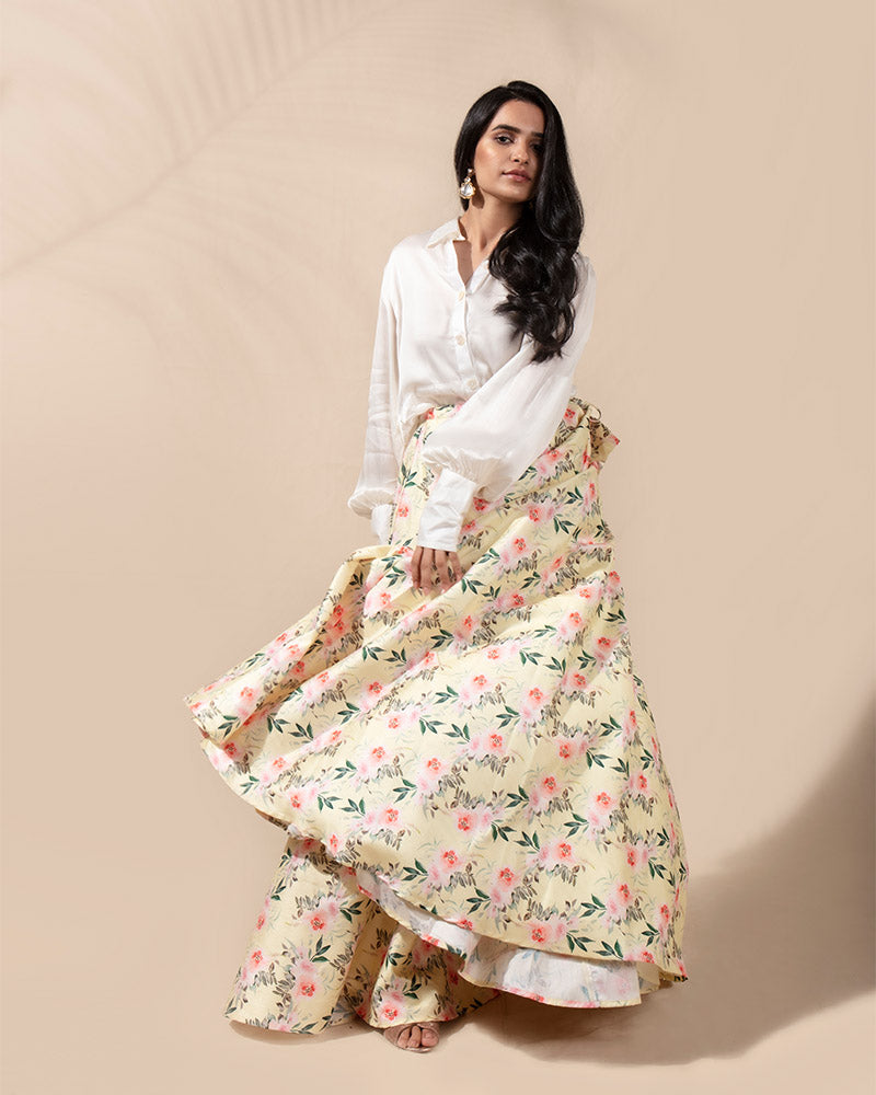 Buy White Organza Mandarin Collar Embroidered Shirt And Lehenga Set For  Women by Mishru Online at Aza Fashions.