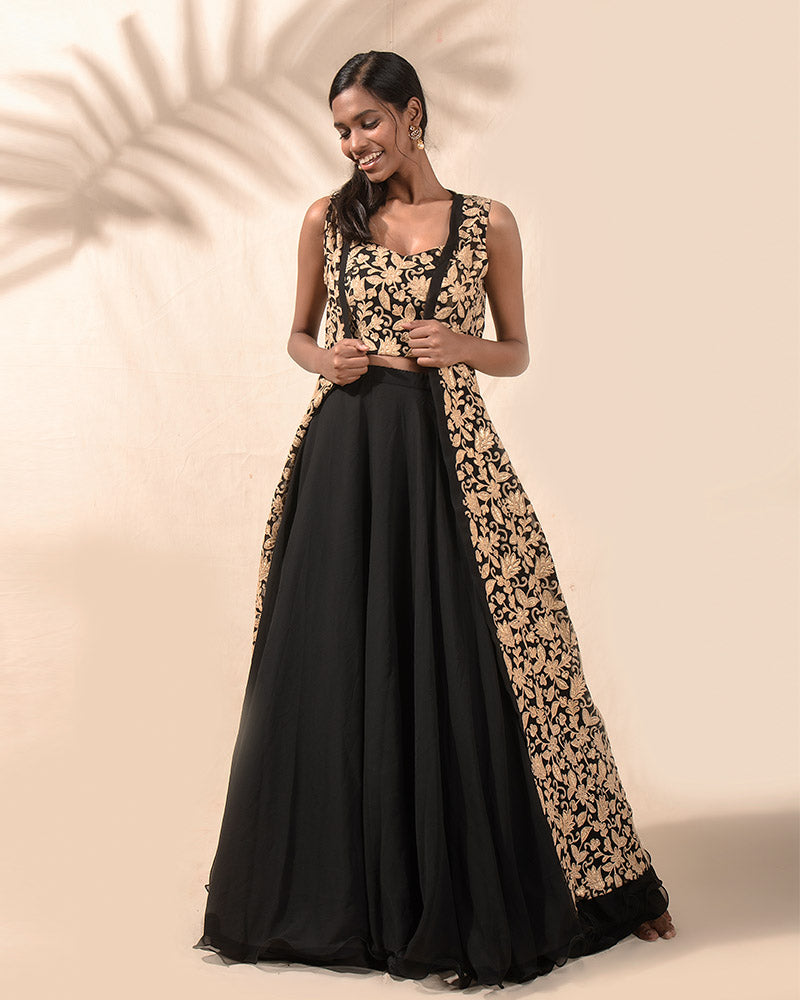 Phera | In the Mood for Black and Gold Lehenga Set Phera | In the Mood for Black and Gold Lehenga Set